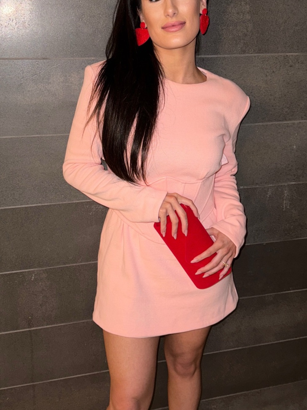 REVOLVE Pink Long-Sleeve Corset Mini Dress